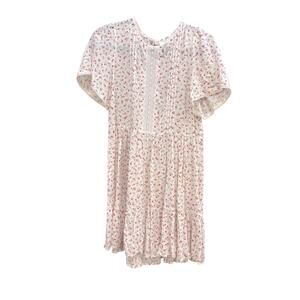 AUGUSTE mini Floral White Dress with Pink Accents, women's size 2